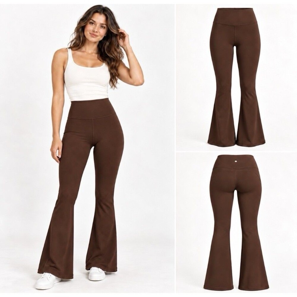 Lululemon Groove Super HR Flared Pant Nulu Size 14 Roasted Brown Leggings 32.5"
